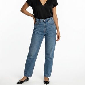 HM 90s Baggy Jeans Women 6 Medium Wash Recycled Denim High Rise 0984970 4 Blue